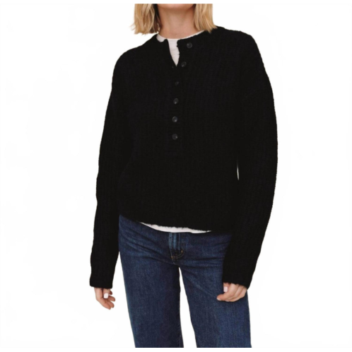 Bella Dahl button placket pullover sweater in black