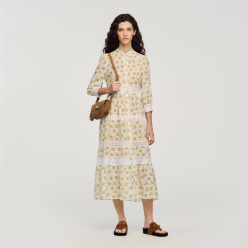Sandro floral lace midi dress