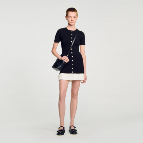 Sandro mini knit dress with ruffle