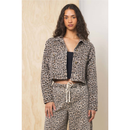 Vintage Havana leopard denim jacket in brown