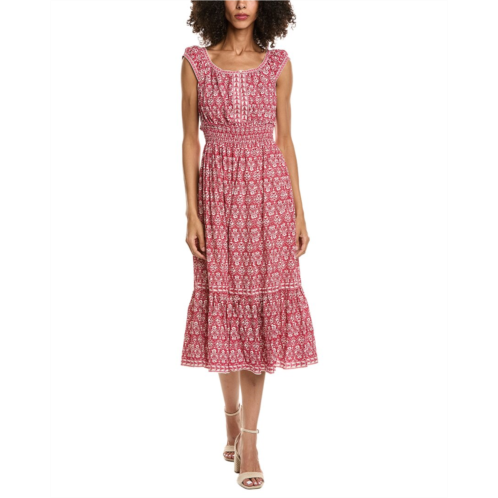 Max Studio cap sleeve tiered midi dress