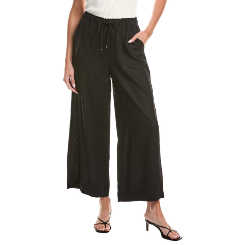 Max Studio elastic waist linen-blend wide leg pant