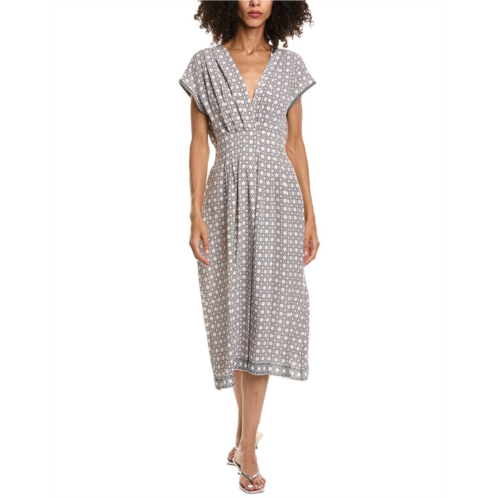 Max Studio cap sleeve front tuck midi dress