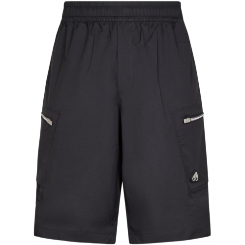 MOOSE KNUCKLES relaxed fit black cargo shorts with zippered pockets
