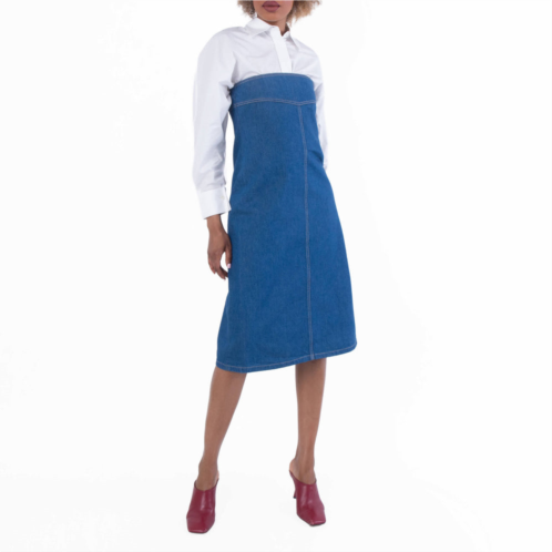 Salvatore Ferragamo Ferragamo strapless cotton denim midi dress