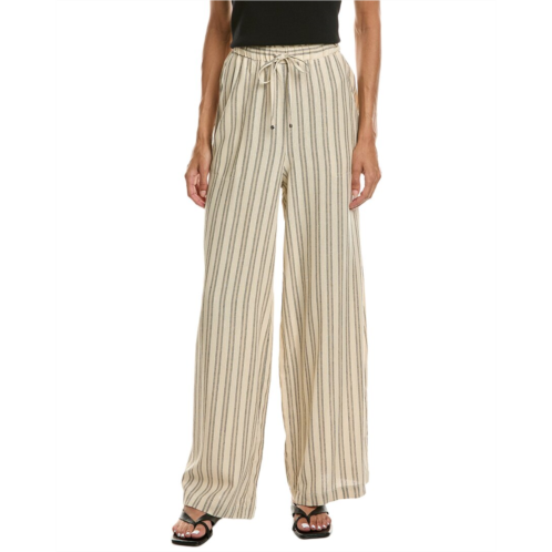 Max Studio elastic waist wide leg linen-blend pant