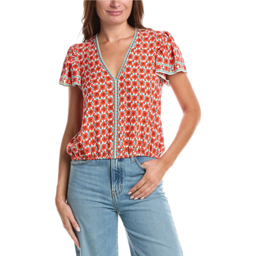 Max Studio flutter sleeve bubble hem blouse