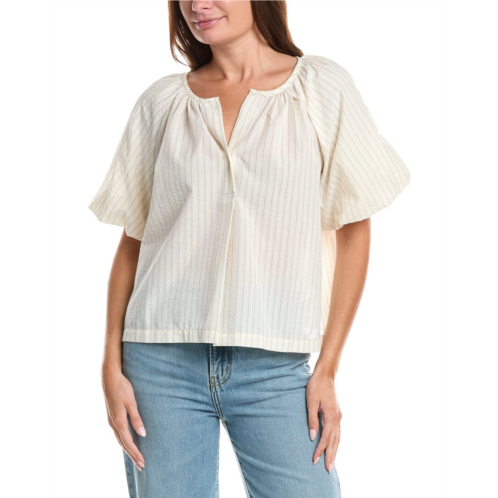 Max Studio bubble sleeve seersucker shirt
