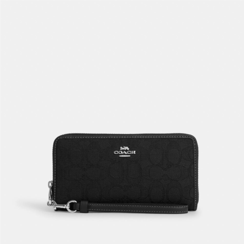Coach Outlet long zip around wallet in signature jacquard