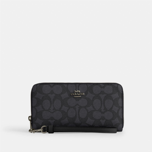 Coach Outlet long zip around wallet in signature canvas