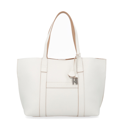 HOGAN script smooth calf leather tote bag