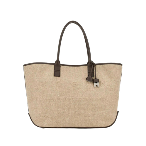 HOGAN mastice address shopping media linen shopping bag