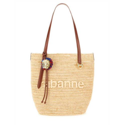Rabanne natural raffia tote bag