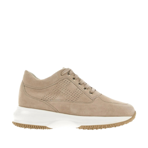 HOGAN interactive perforated lace-up sneakers in goatskin