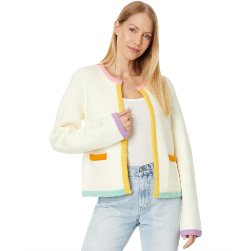 Womens English Factory Color Block Sweater Cardigan