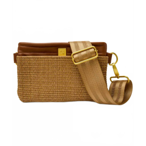 THINK ROYLN womens bum crossbody bag in sand dune raffia