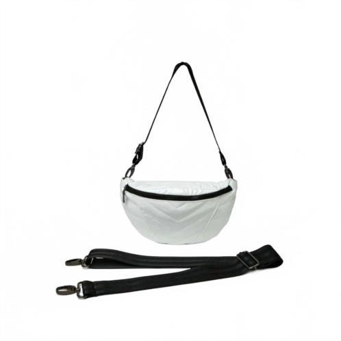 THINK ROYLN womens little runaway crossbody bag in white patent