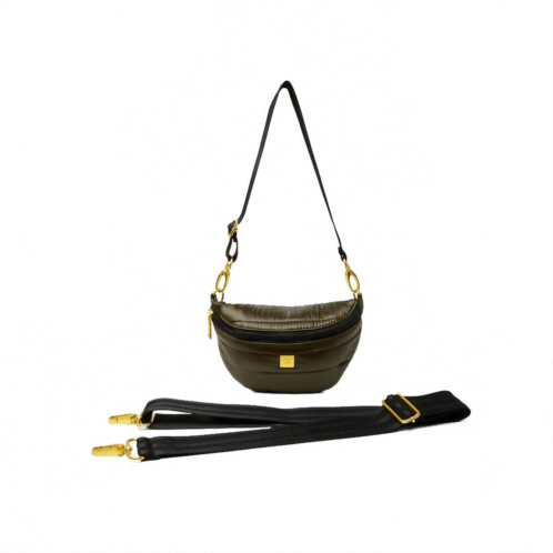 THINK ROYLN womens shining star bag in shiny dark olive