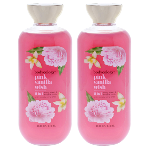 Bodycology 2 in 1 body wash and bubble bath - pink vanilla wish by for women - 16 oz body wash - pack of 2