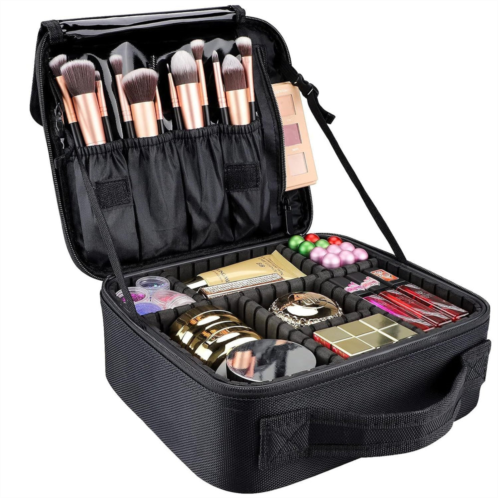 TRUBLUX travel cosmetic bag womens portable cosmetic case professional cosmetic storage box with adjustable dividers can store makeup brushes toiletries jewelry digital accessories