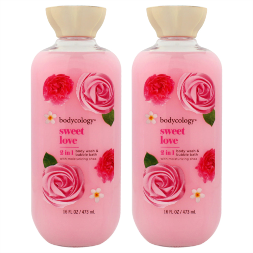 Bodycology 2 in 1 body wash and bubble bath - sweet love by for women - 16 oz body wash - pack of 2