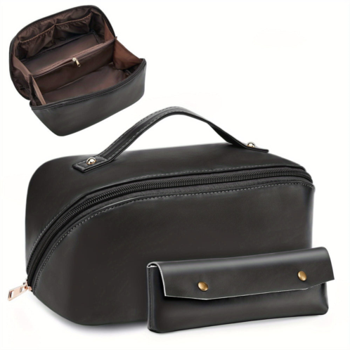 BAGMIND 2pcs makeup bag large capacity travel cosmetic bag portable leather peach lofts large capacity cosmetic bag for a girlfriend