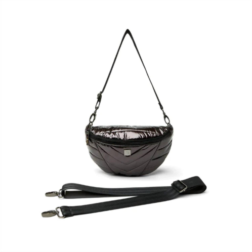 THINK ROYLN womens little runaway crossbody bag in dark mocha patent