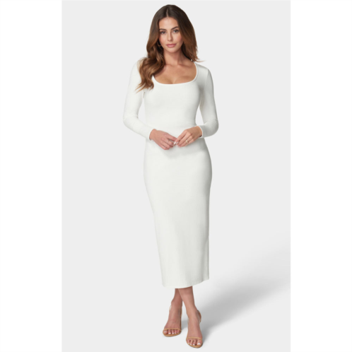 Bebe womens long sleeve square neck rib maxi dress
