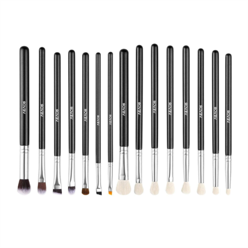 TRUBLUX 15-piece makeup brush set for foundation blending eyeshadow professional vegan brushes with soft synthetic bristles ergonomic wood handle & aluminum ferrule portable and travel-
