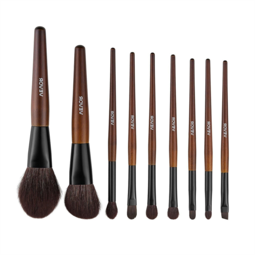 TRUBLUX 9-piece makeup brush set for foundation blending eyeshadow professional makeup brush kit with soft natural wool & vegan synthetic bristles ergonomic wood handle travel-friendly