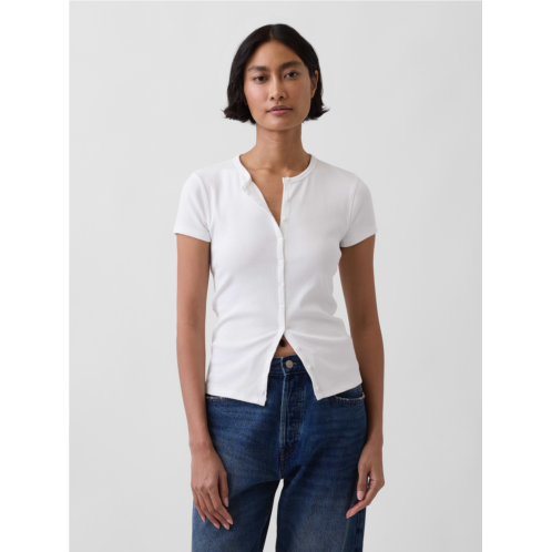 Gap Modern Rib Button-Front Crew T-Shirt