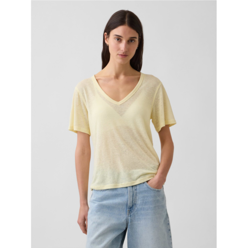 Gap Linen-Blend Relaxed V-Neck T-Shirt
