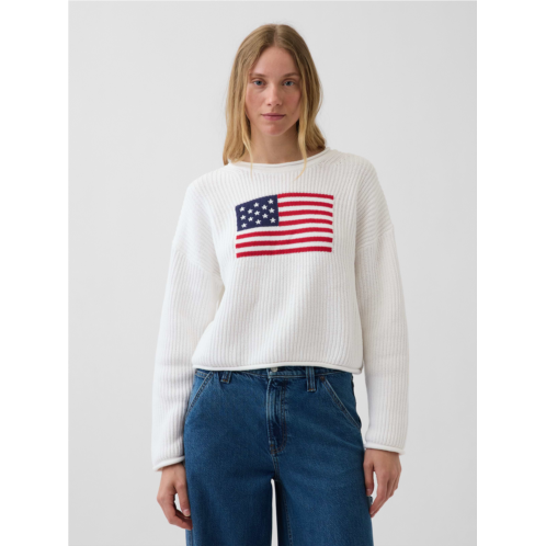 Gap 100% Cotton Oversized Americana Crop Sweater