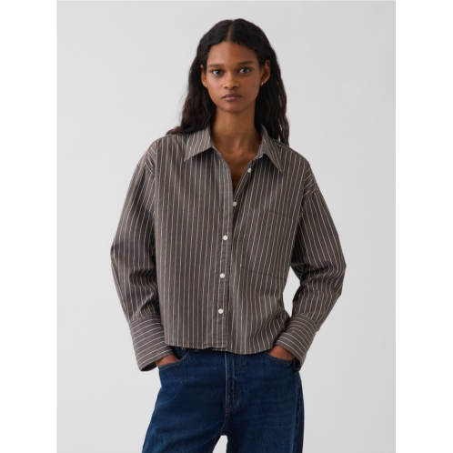 Gap Organic Cotton Poplin Oversized Crop Shirt