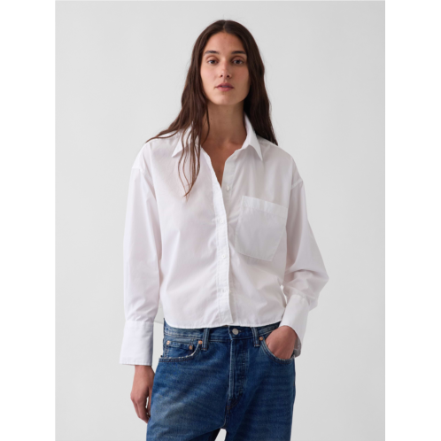 Gap Organic Cotton Poplin Oversized Crop Shirt