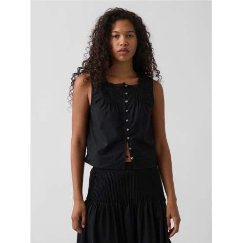 Gap Poplin Pintuck Shell Top
