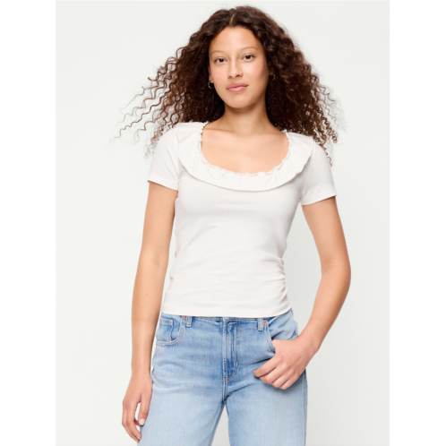 OldNavy Lettuce-Edge Scoop-Neck Top