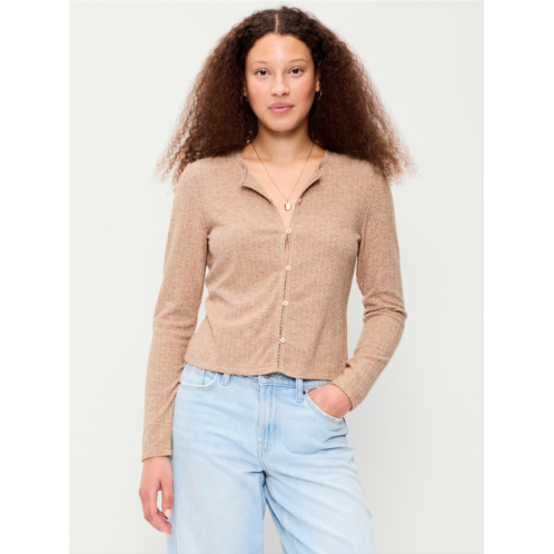 OldNavy Long-Sleeve Button-Front Pointelle Top