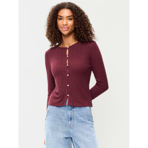OldNavy Long-Sleeve Button-Front Pointelle Top