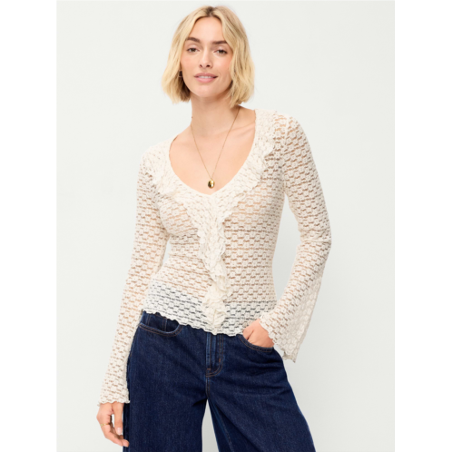 OldNavy Fitted Bell-Sleeve Ruffle Top