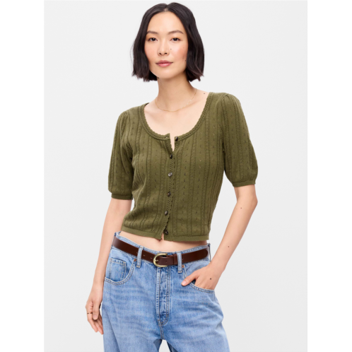 OldNavy Seaside Cotton Short-Sleeve Button-Down Sweater