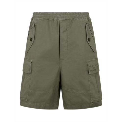 DSQUARED2 green ripstop elasticated side flap shorts