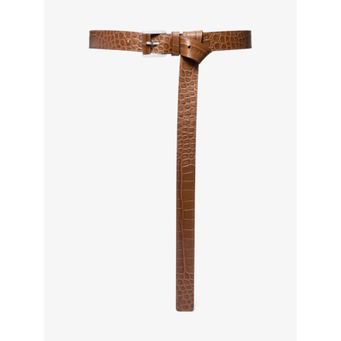 Michael Kors jodi crocodile embossed leather trouser belt
