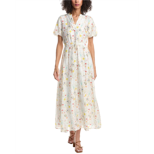 Vince Camuto v-neck puff sleeve linen-blend maxi dress