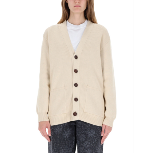 GOLDEN GOOSE ribbed knit logo cardigan