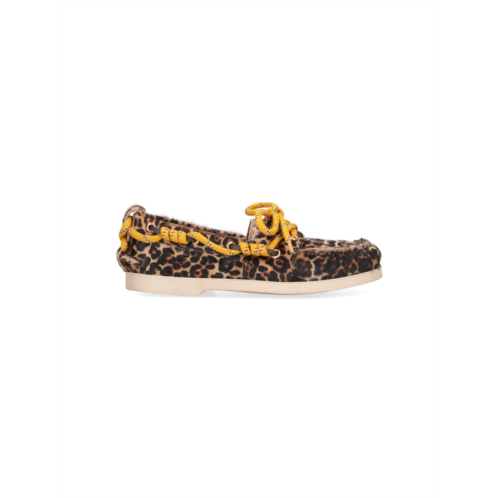 GOLDEN GOOSE brown cruise animal print leather moccasins