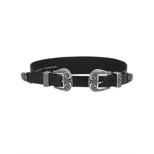GOLDEN GOOSE double silver buckles belt