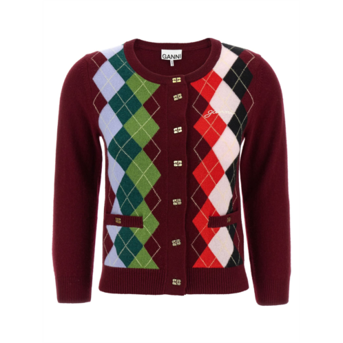 Ganni womens check cardigan