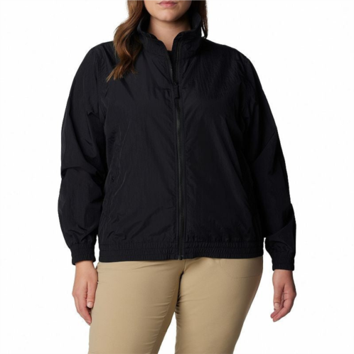 Columbia womens time is right jacket black nylon full zip windbreaker fts680