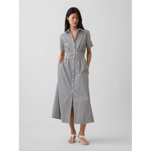 Gap Poplin Smocked-Waist Maxi Shirtdress